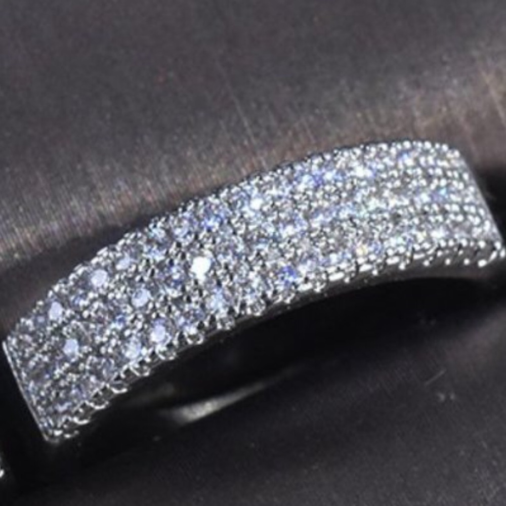 NEW SILVER ENGAGEMENT WEDDING RING DIAMOND - Picture 4 of 10